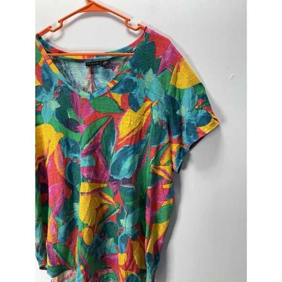 Tahari Women’sShirt/top  Tropical Linen Basic Everyday Resort Vacation Tee Sz 2X - Picture 3 of 12